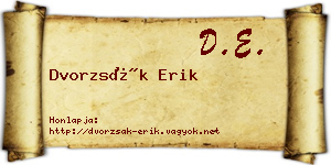 Dvorzsák Erik névjegykártya